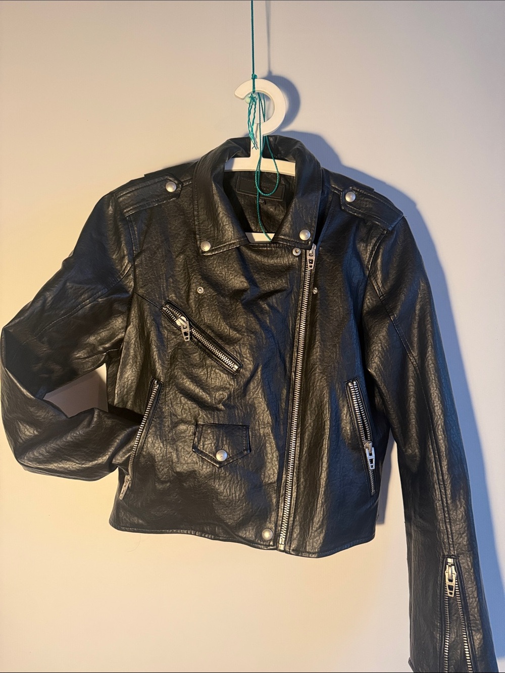 Blank NYC Black Faux Leather Moto Bomber Jacket